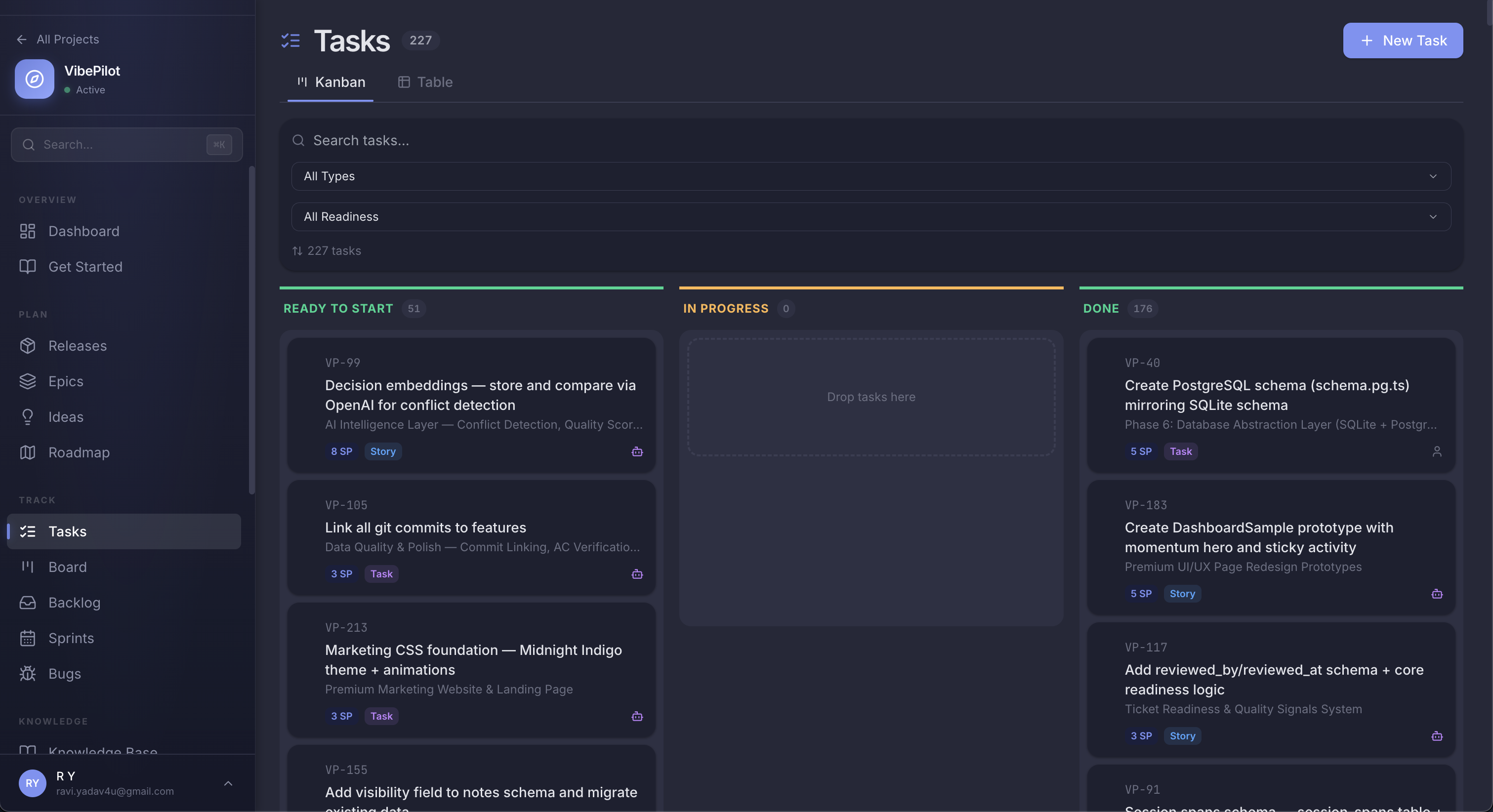 Task Board — Kanban view